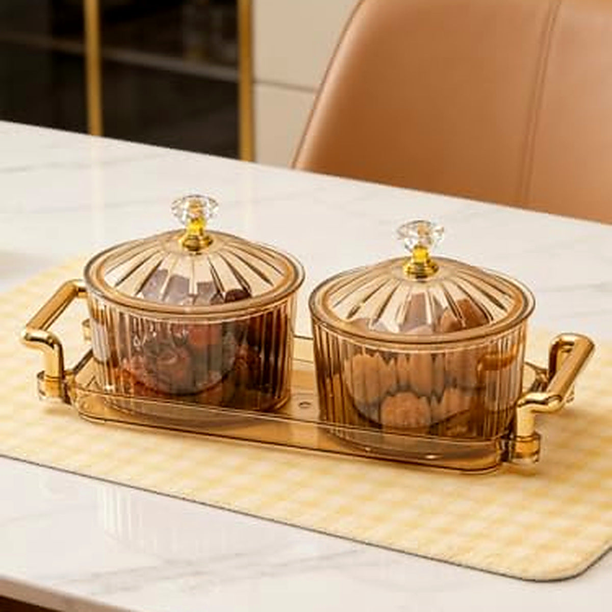 Glass Snack Jar Set - 2-Piece with Serving Tray