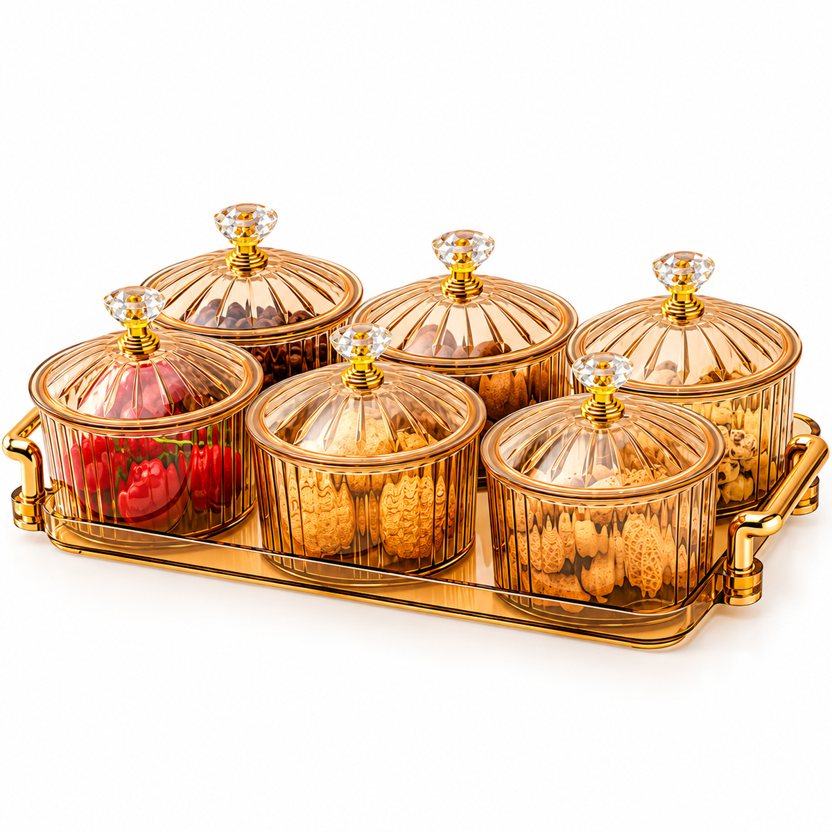 Glass Snack Jar Set - 2-Piece with Serving Tray