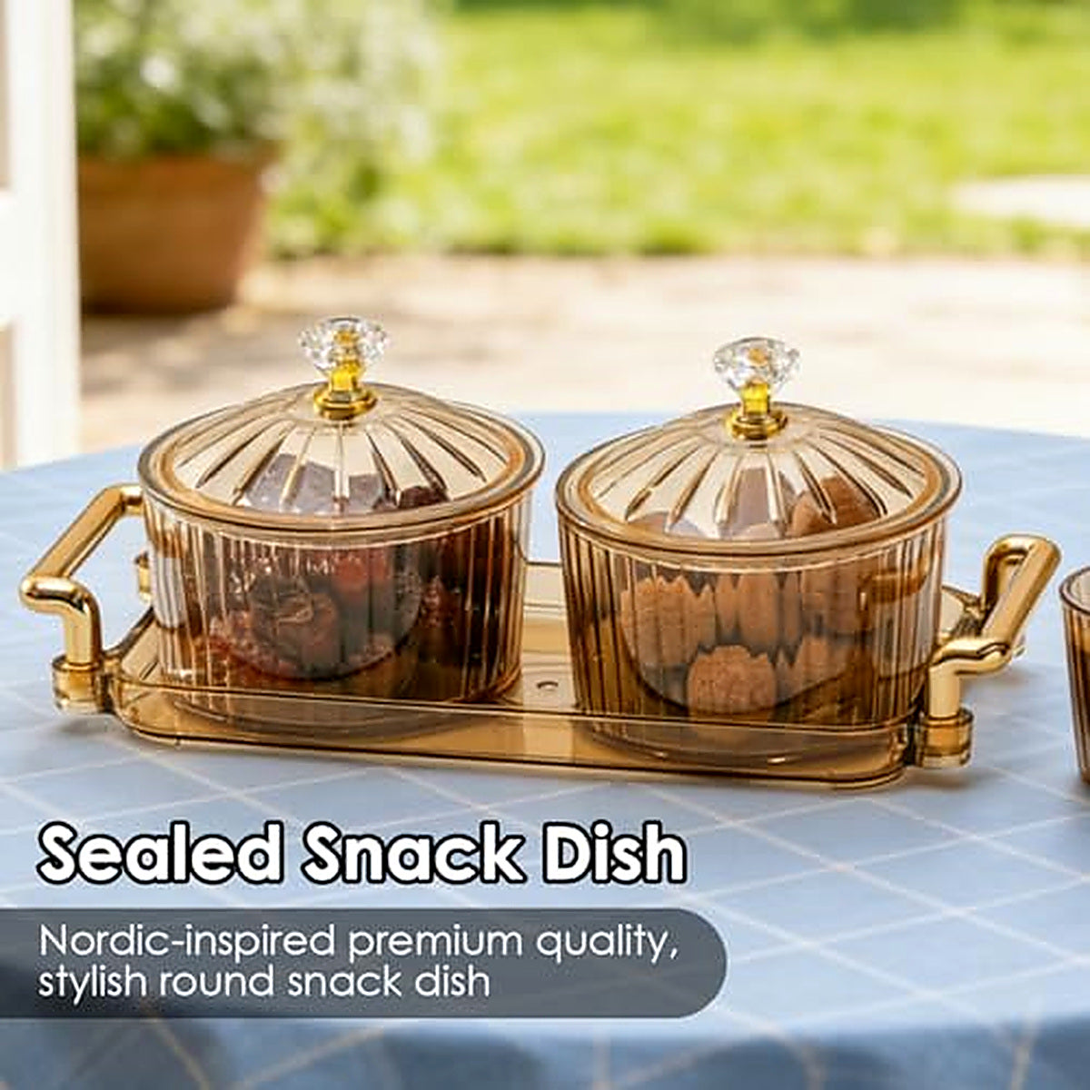 Glass Snack Jar Set - 2-Piece with Serving Tray