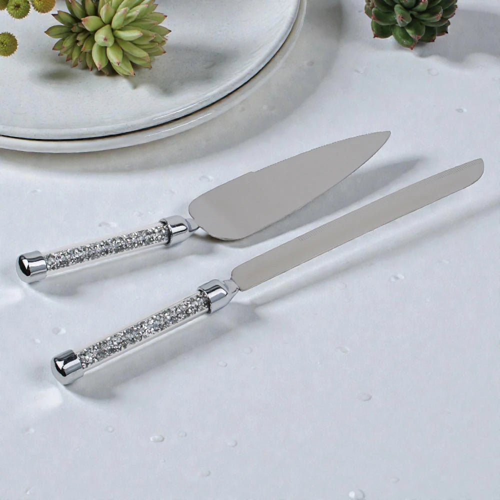Crystal Wedding Cake Knife & Server Set (2-Piece Gift Set)