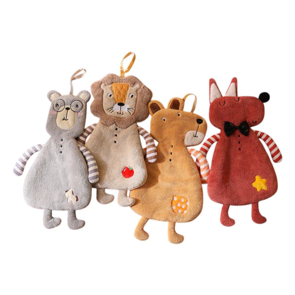 Cartoon Animal Hanging Hand Towel for Children 39x18 cm Bathroom Kitchen Soft Absorbent