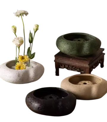 Japanese Ohara-Style Stoneware Flower Vessel