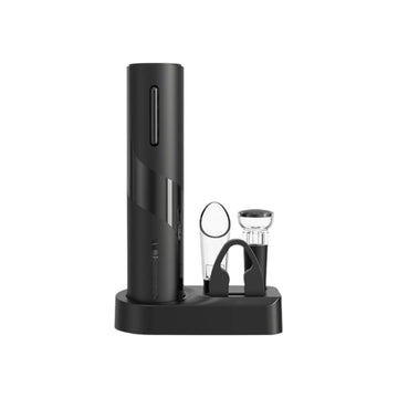 Electric Wine Opener Set 4-in-1 Rechargeable Stainless Steel with Vacuum Stopper, Pourer and Foil Cutter