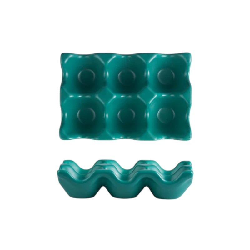 Ceramic Egg Holder Tray 6 Egg Kitchen Storage Organizer