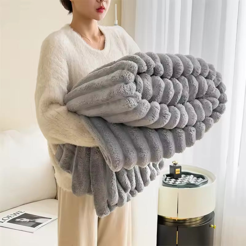 Premium Plush Knitted Blanket  for Sofa & Bed