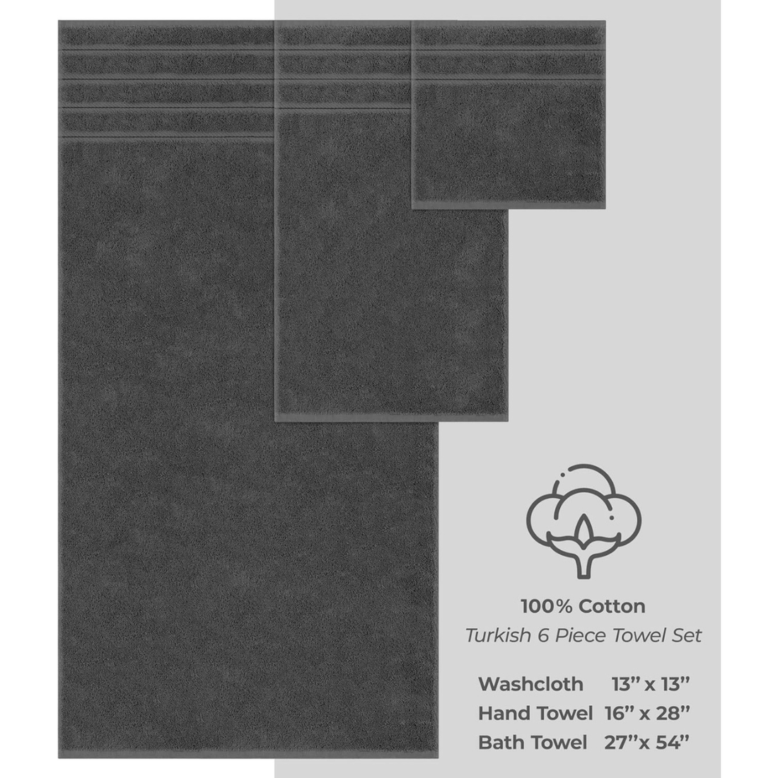 Soft Cotton Bathroom Towel Set of 6