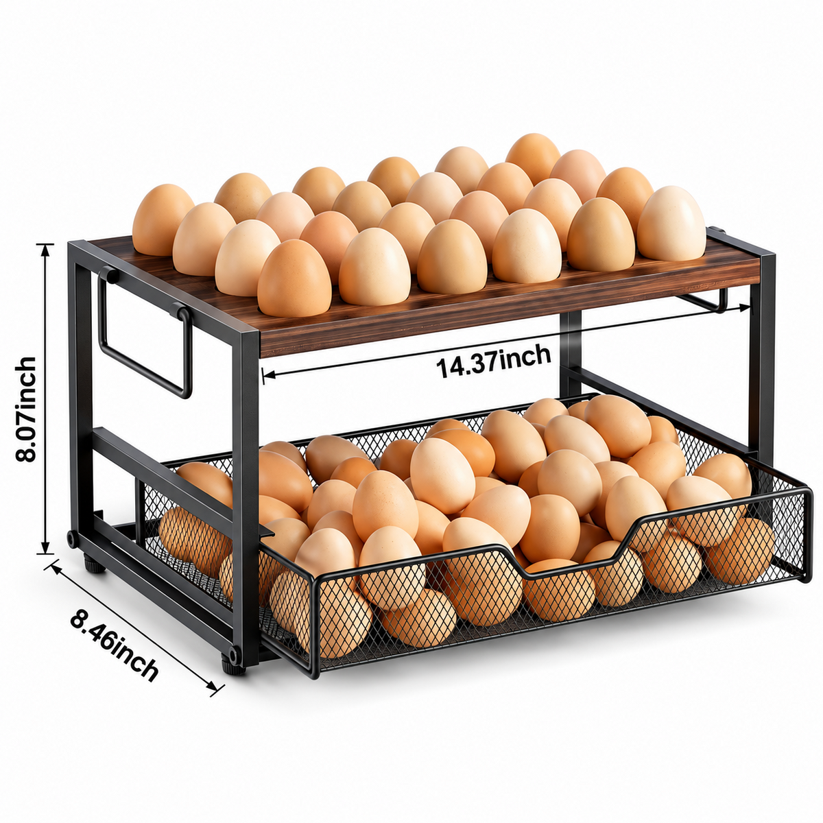 2-Tier Egg Storage Rack with Drawer
