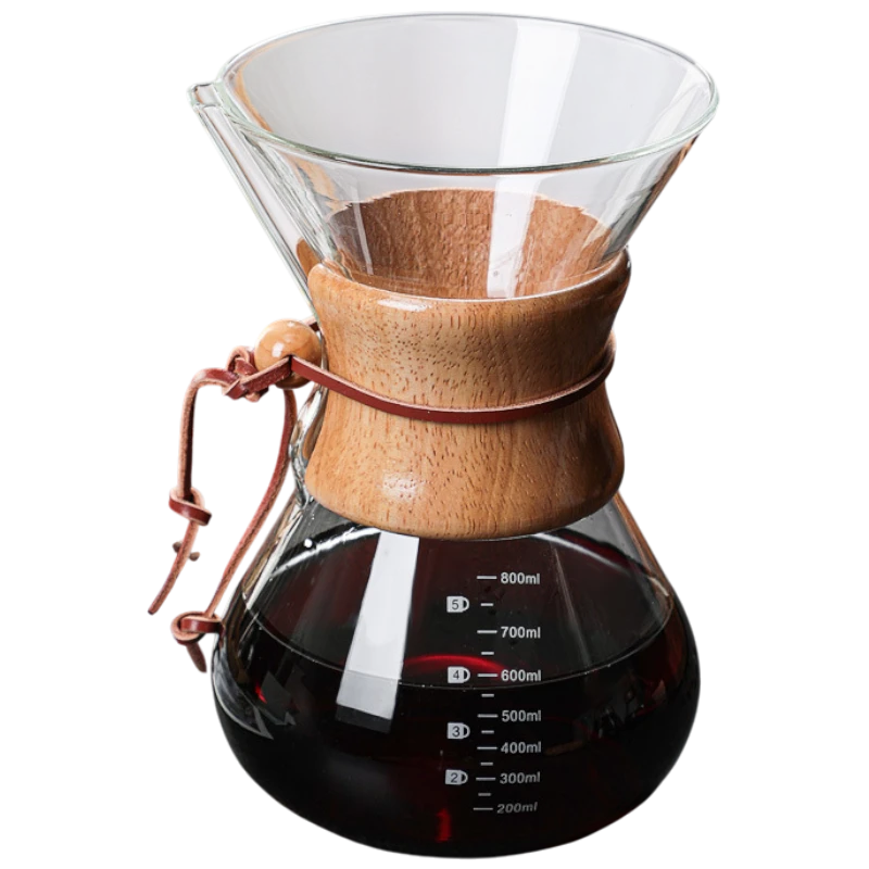 Borosilicate Glass Pour-Over Coffee Maker with Reusable Stainless Steel Filter