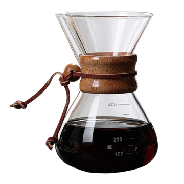 Borosilicate Glass Pour-Over Coffee Maker with Reusable Stainless Steel Filter