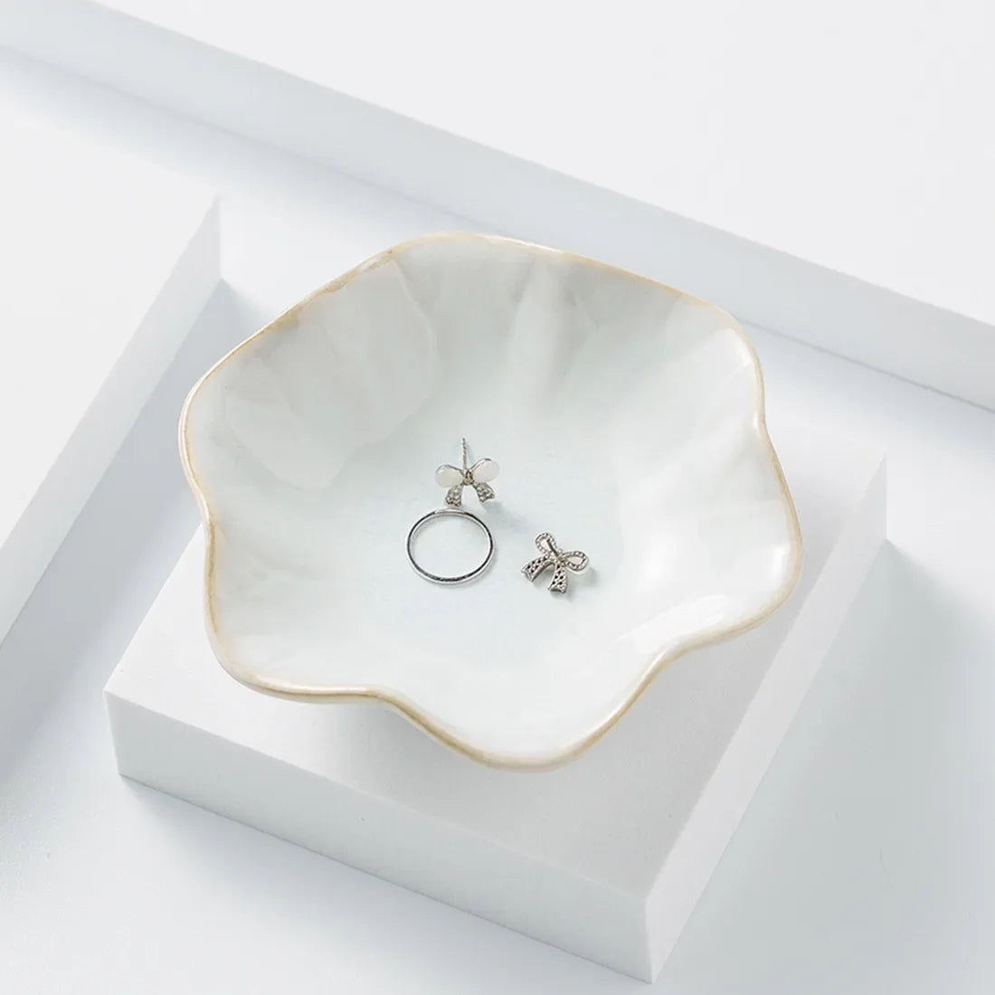 Ceramic Jewelry Tray Lotus Design