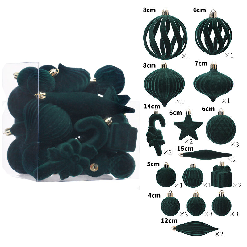 Velvet Christmas Ornament Set – 28 pcs (Various Shapes & Sizes)