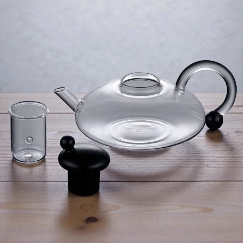 Nordic High-Borosilicate Glass Teapot | Mouse Tail Handle