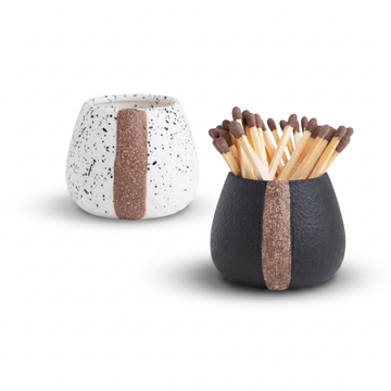 Ceramic Match Holder with Striker Set of 2