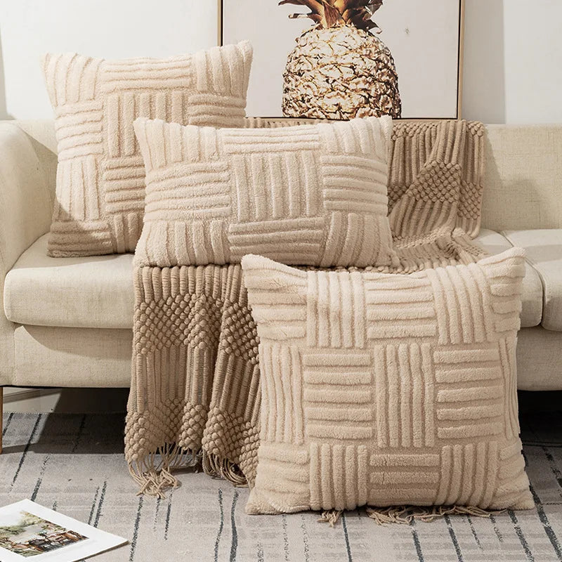 Cream White Faux Fur Pillow Cover