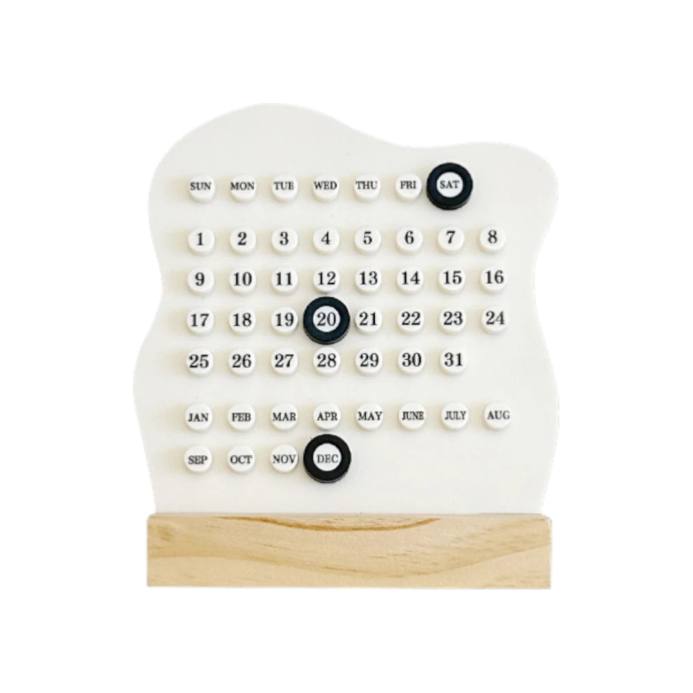 Perpetual Desk Calendar Acrylic Manual Date Display 5.9 x 4.7 in with Stand