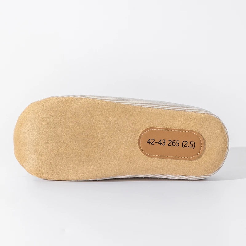 Cotton Home Slippers – Soft Striped Non-Slip Indoor Slides