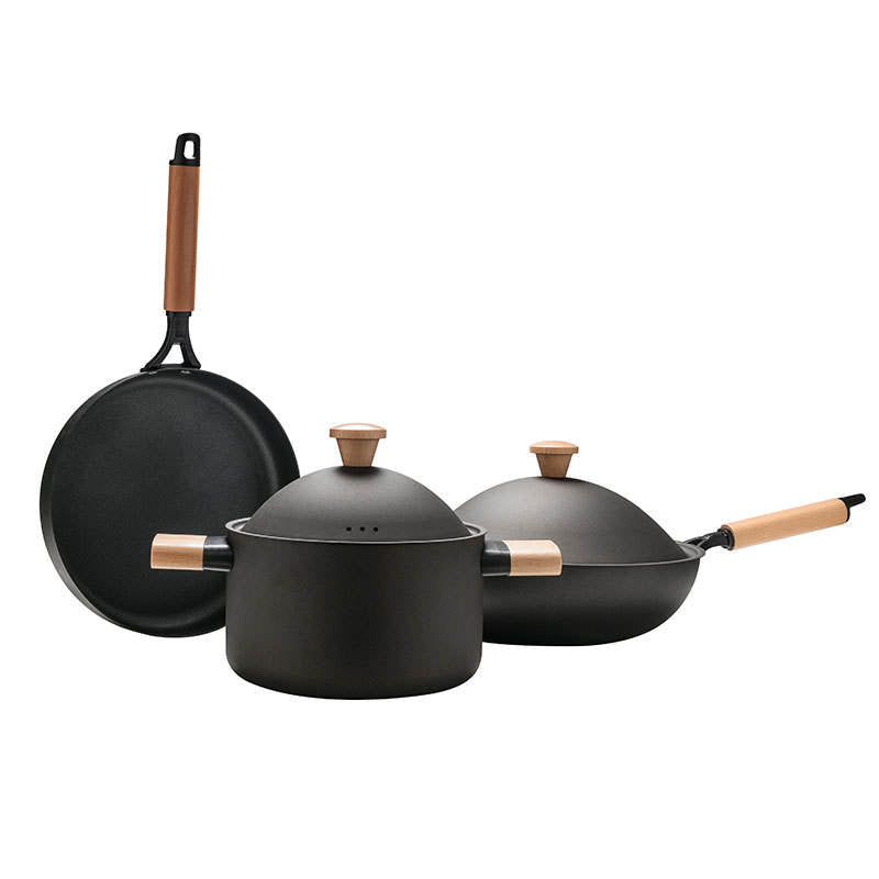 3-Piece Nonstick Iron Wok Cookware Set