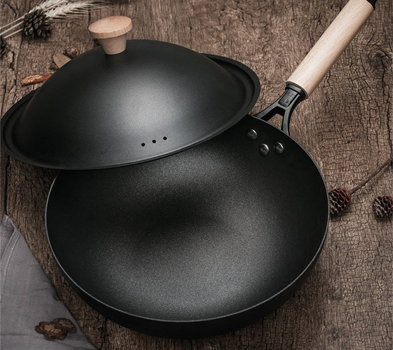 3-Piece Nonstick Iron Wok Cookware Set