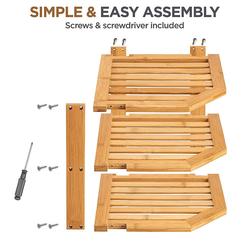 3-Tier Bamboo Corner Storage Rack