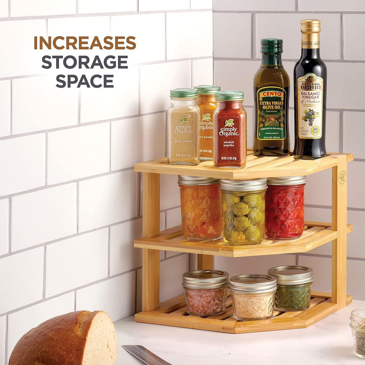3-Tier Bamboo Corner Storage Rack