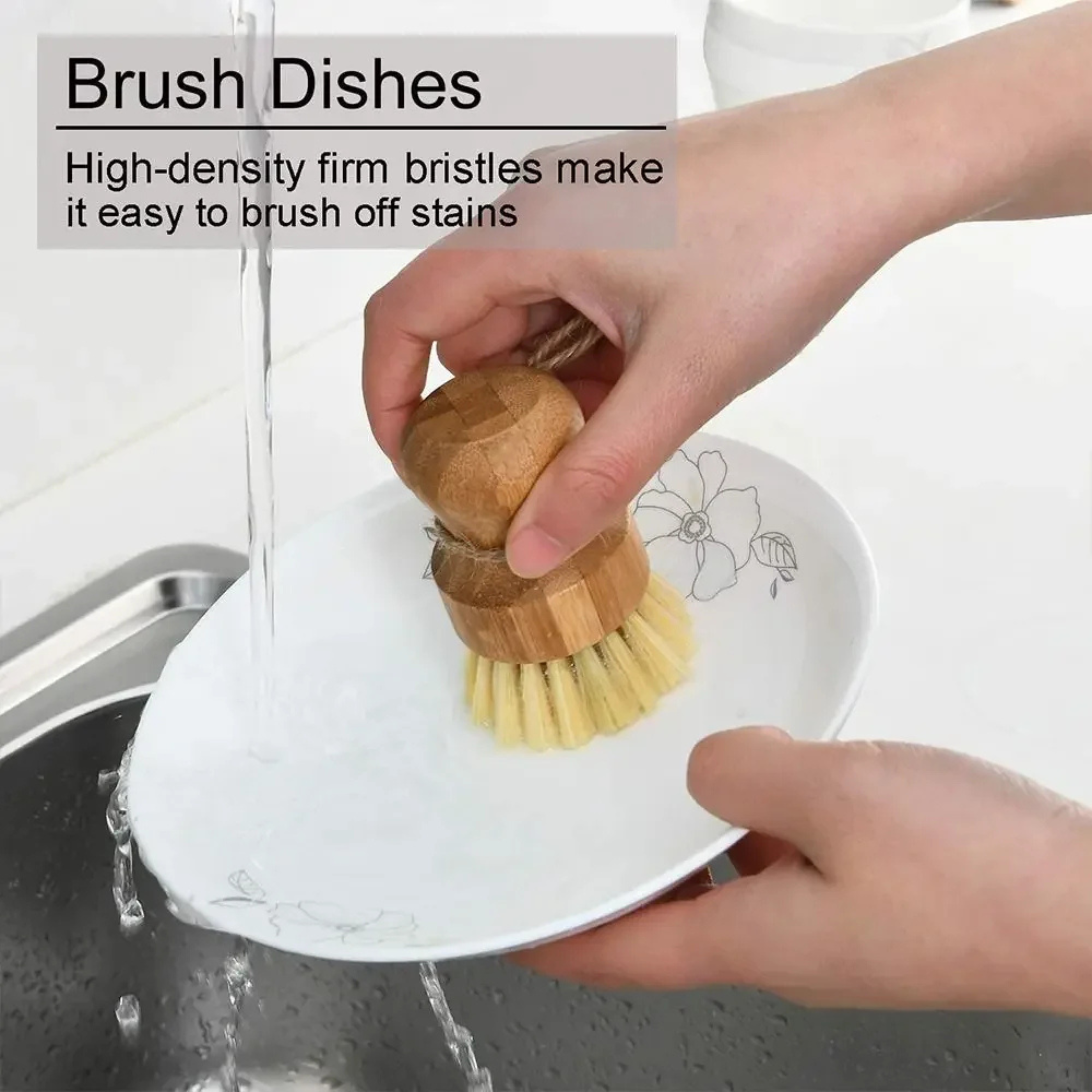 Kitchen Cleaning Brush Set of 2 Wooden Dish Brushes