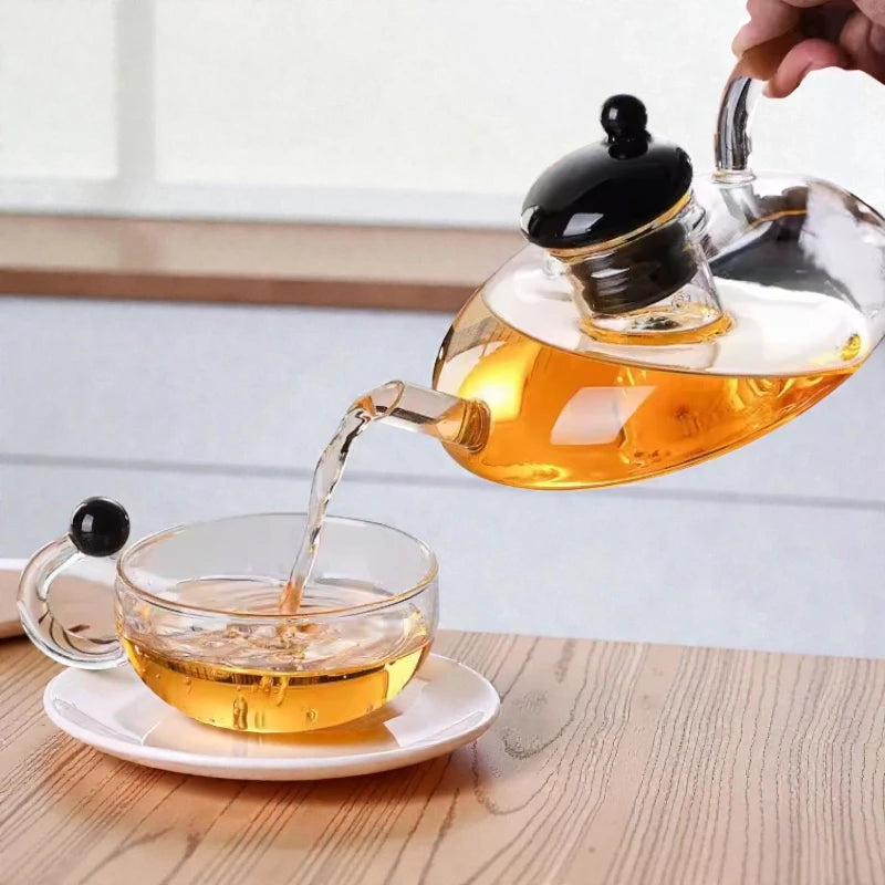 Nordic High-Borosilicate Glass Teapot | Mouse Tail Handle