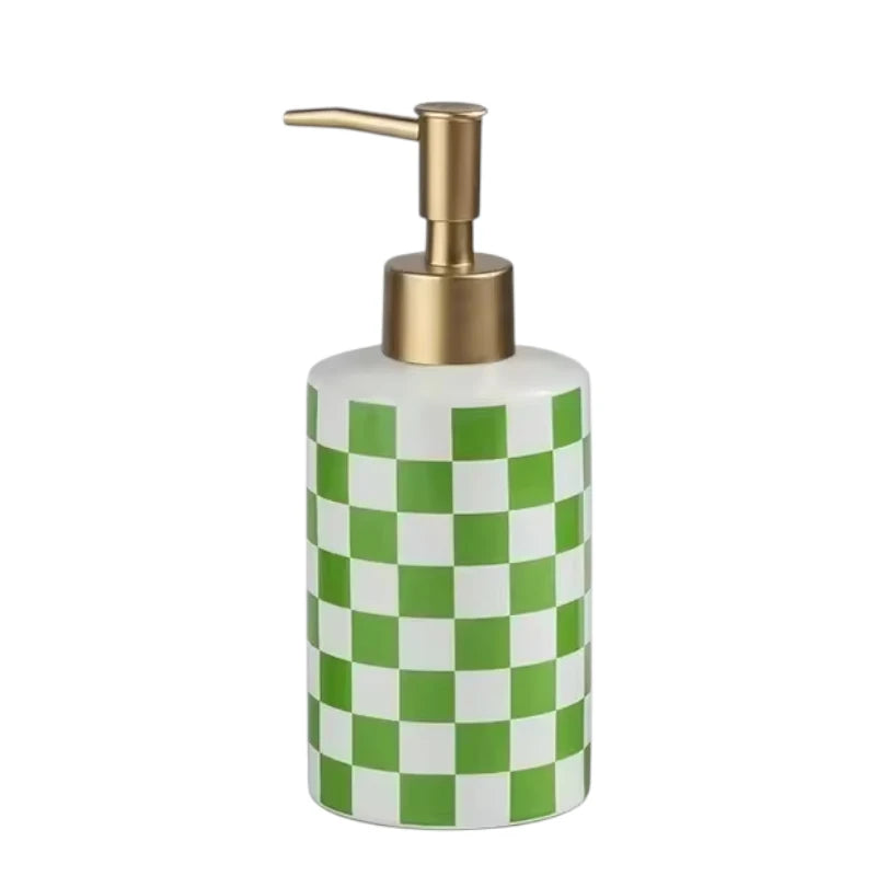 Checkerboard Ceramic Soap Dispenser | Modern Retro Pump Bottle