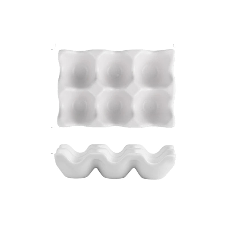 Ceramic Egg Holder Tray 6 Egg Kitchen Storage Organizer