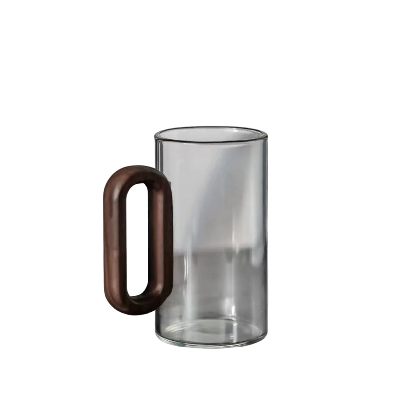 Wabi-Sabi Glass Mug with Solid Wood Handle (350ml)
