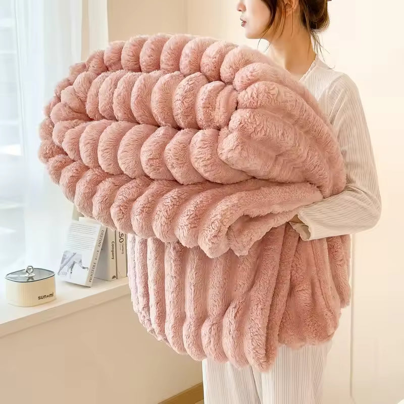 Premium Plush Knitted Blanket  for Sofa & Bed