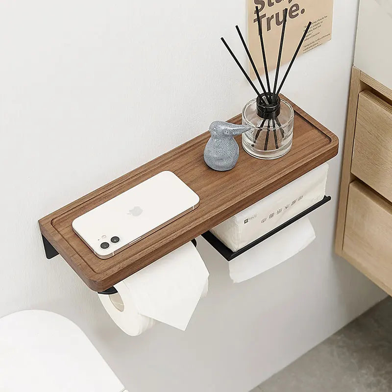 Toilet Paper Holder with Storage Shelf