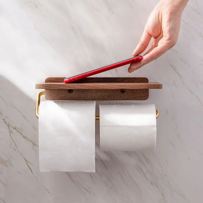 AURA WOOD – Brass & Walnut Paper Holder