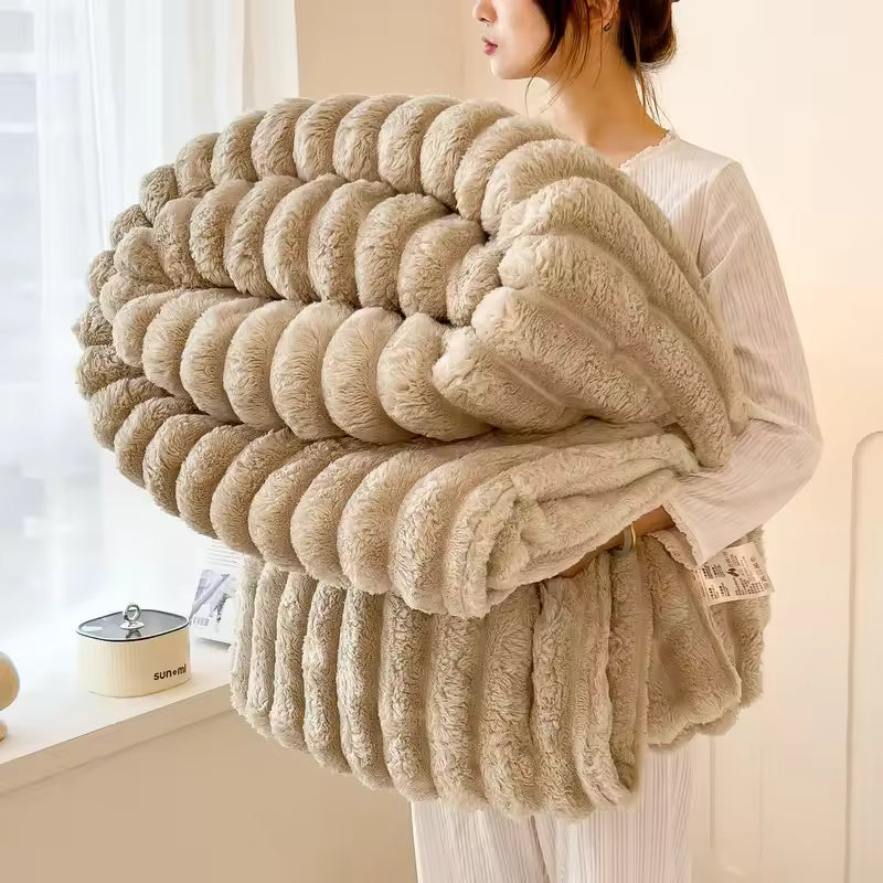 Premium Plush Knitted Blanket  for Sofa & Bed