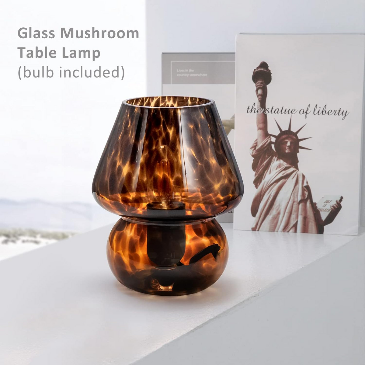 Vintage Glass Mushroom Table Lamp