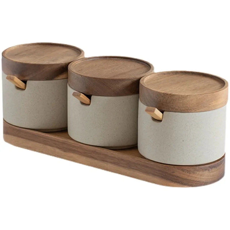 Ceramic Spice Jar Set Kitchen Seasoning Containers