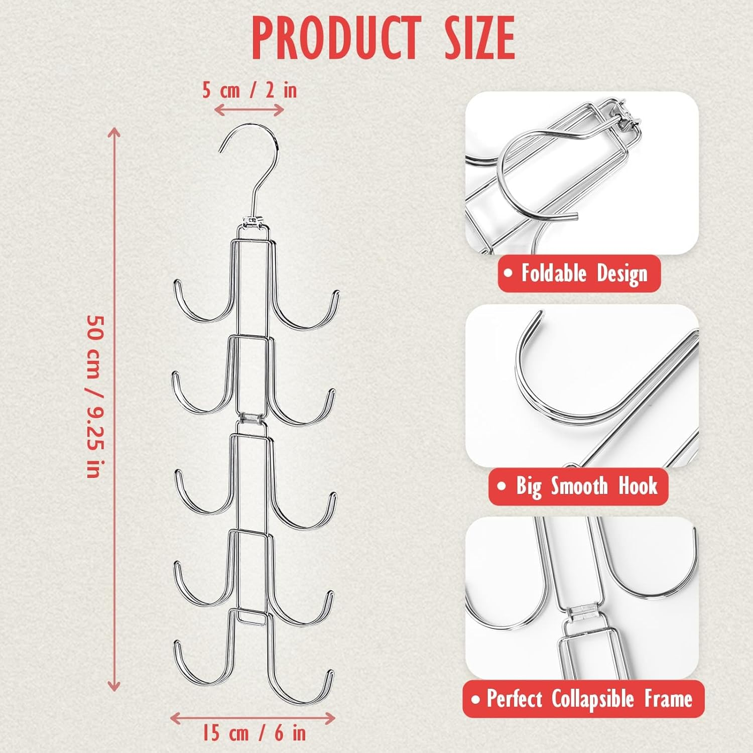 Purse Organizer Hanger - 10-Hook Storage Rack