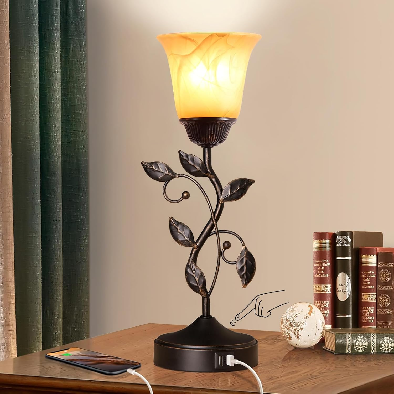 Vintage Leaf Table Lamp - Touch Dimmable