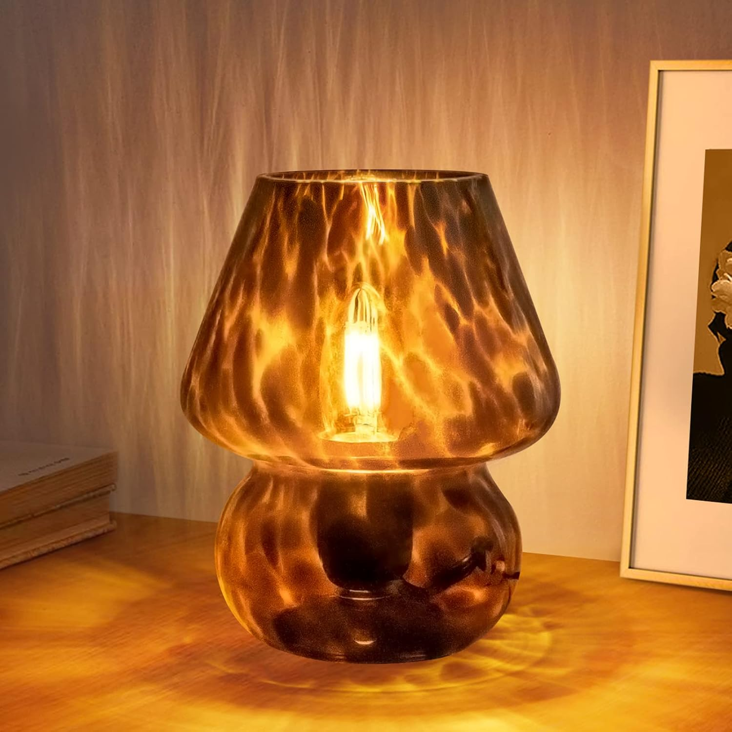 Vintage Glass Mushroom Table Lamp