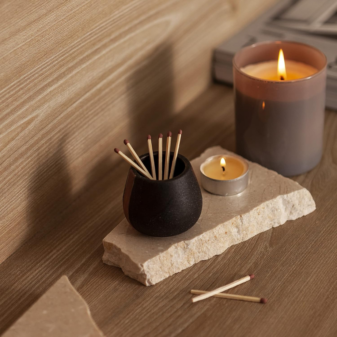 Ceramic Match Holder with Striker Set of 2