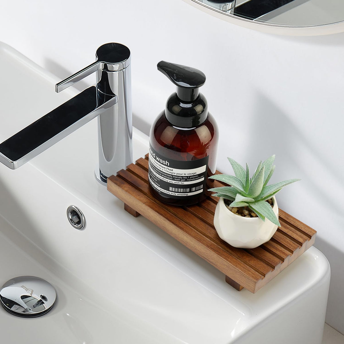 Acacia Wood Riser - Decorative Countertop Tray