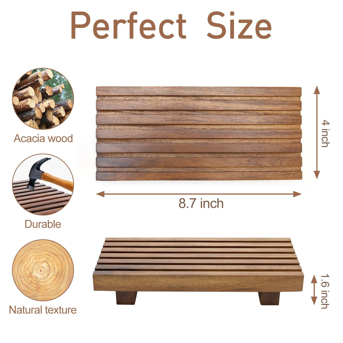 Acacia Wood Riser - Decorative Countertop Tray