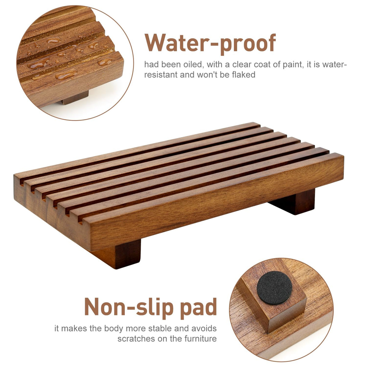 Acacia Wood Riser - Decorative Countertop Tray