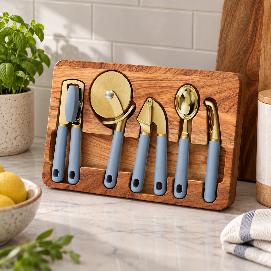 Acacia Cutting Board Kitchen Tool Set 6-Piece