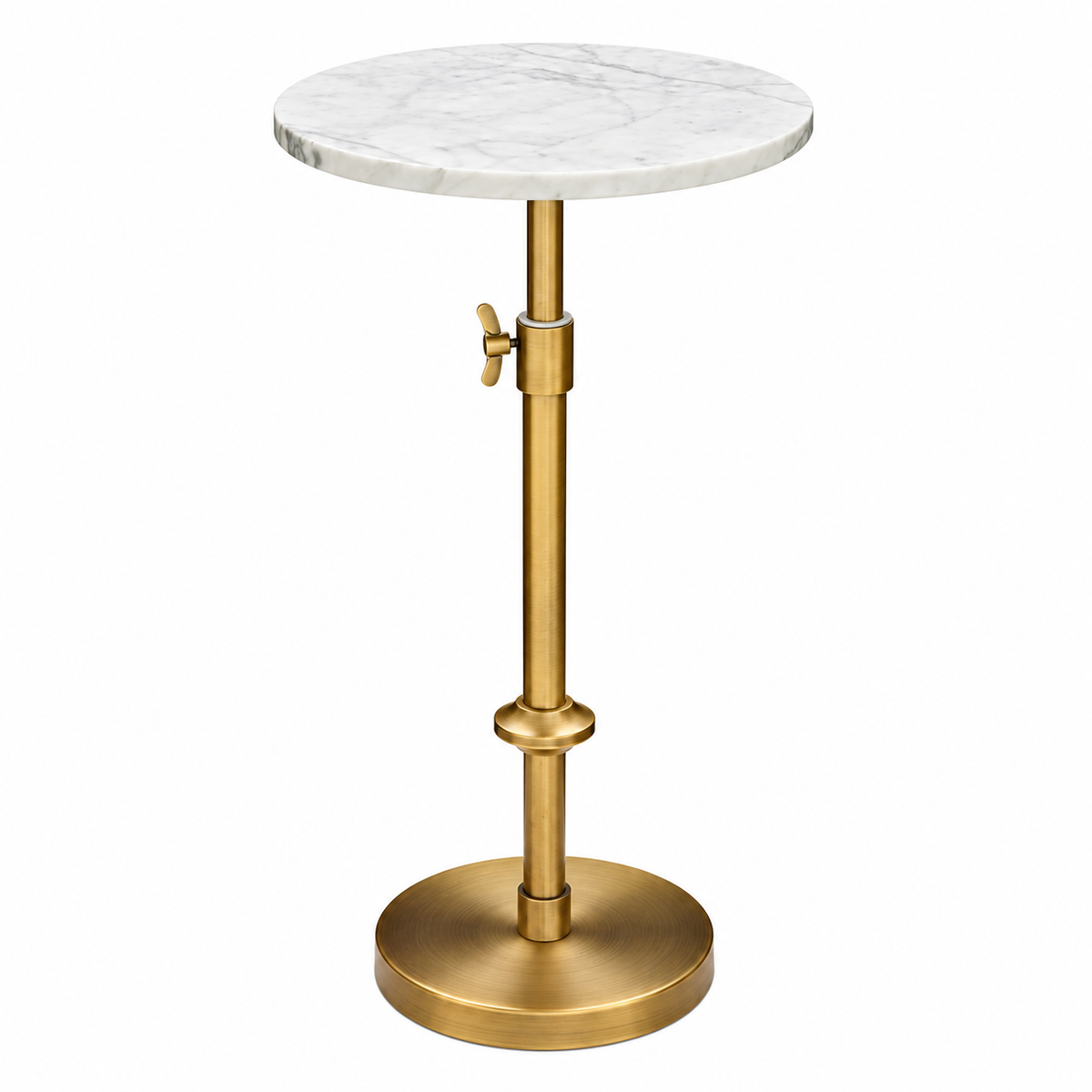 Adjustable Marble Drink Table - Antique Brass Base