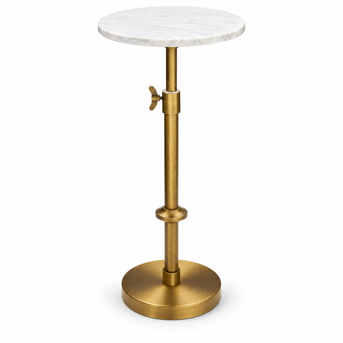 Adjustable Marble Drink Table - Antique Brass Base