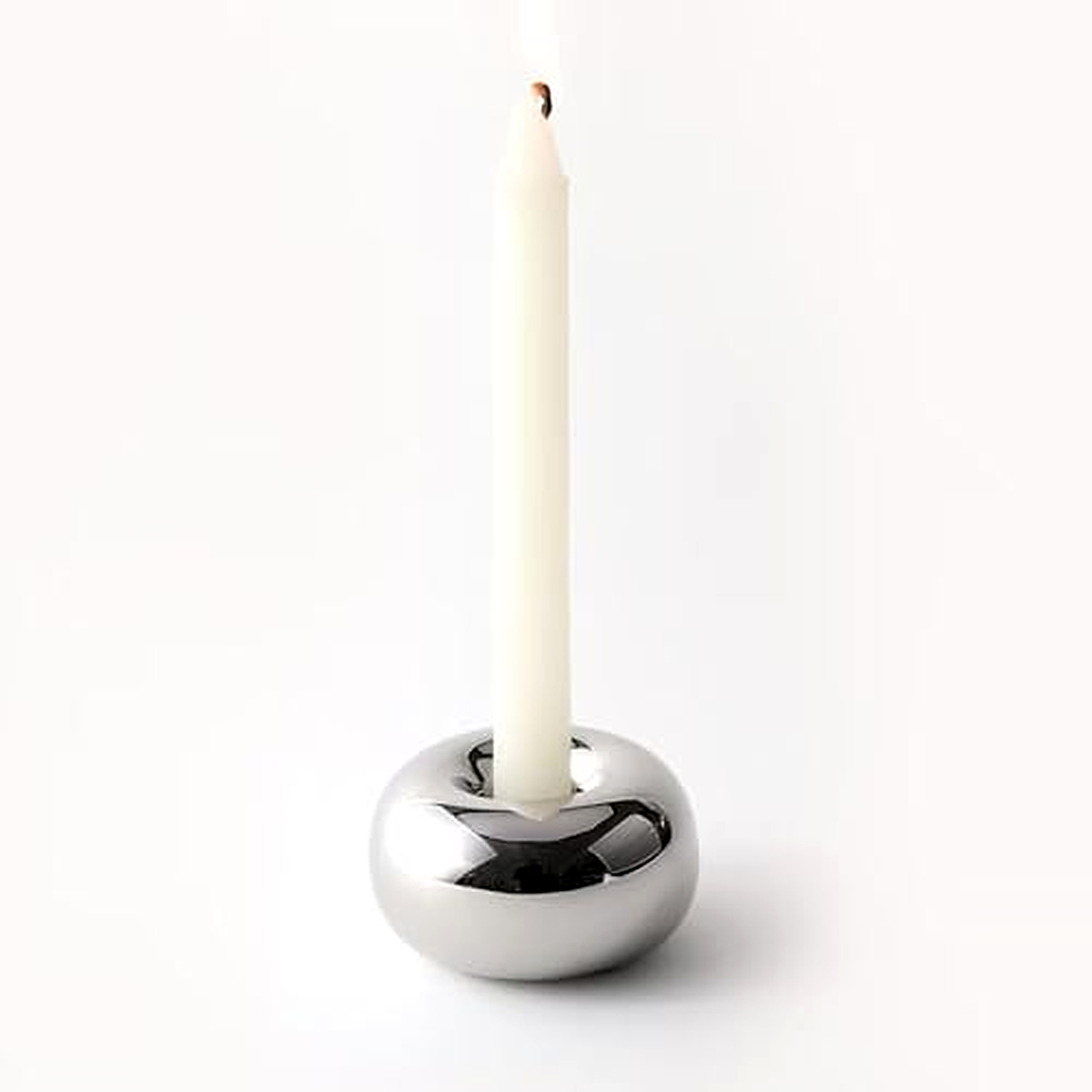 Silver Orb Taper Candle Holder