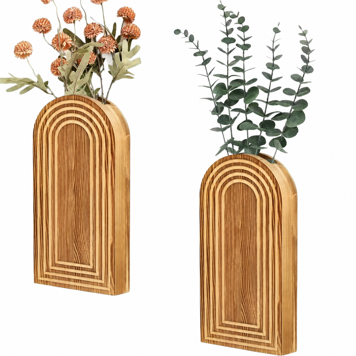 Wooden Arch Wall Vases - Set of 2
