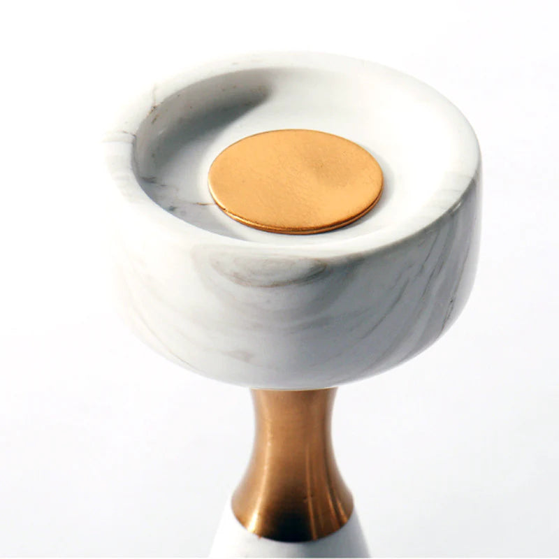 White Marble & Brass Candle Holders – Modern Luxury Stone Decor