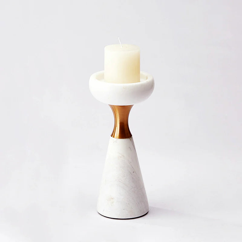 White Marble & Brass Candle Holders – Modern Luxury Stone Decor