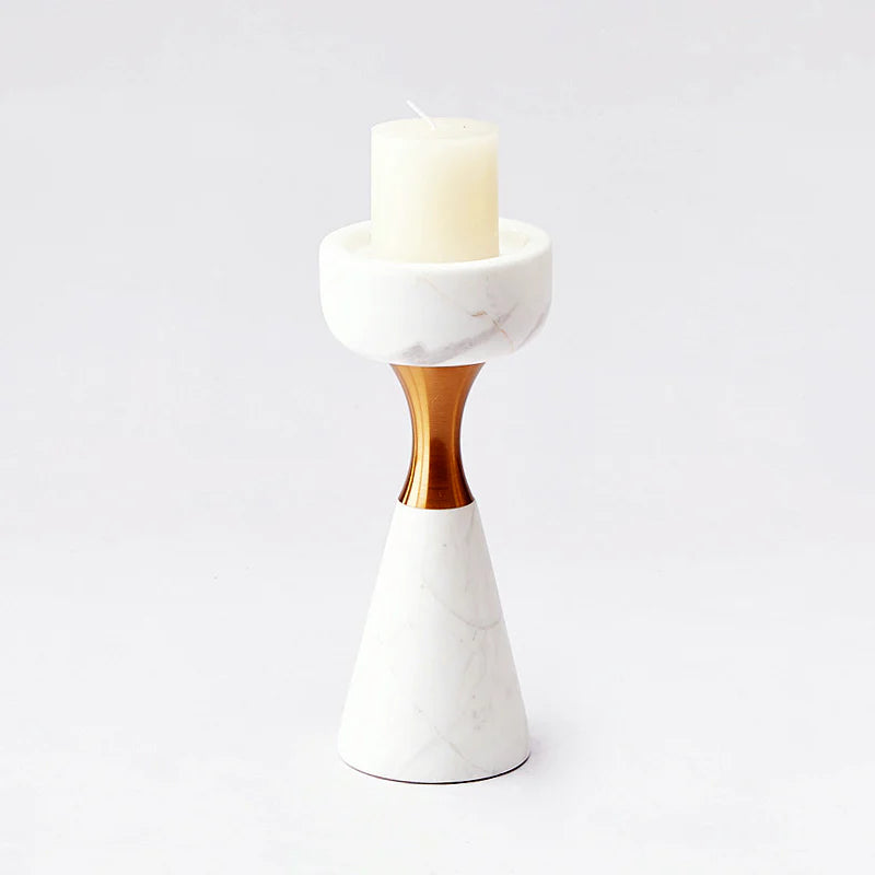 White Marble & Brass Candle Holders – Modern Luxury Stone Decor